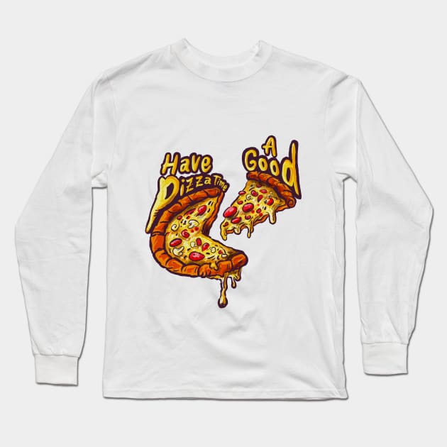 Flavorful Pizza Art Long Sleeve T-Shirt by Deep Box